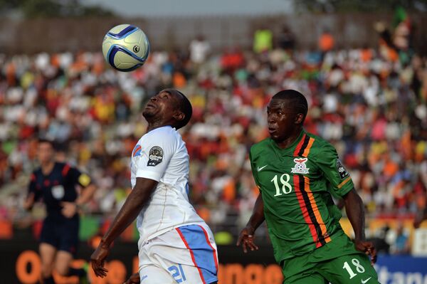 Игровой момент матча Замбия - ДР Конго