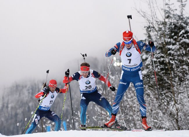Слева направо: Евгений Гараничев (Россия), Тимофей Лапшин (Россия), Ондржей Моравец (Чехия)
