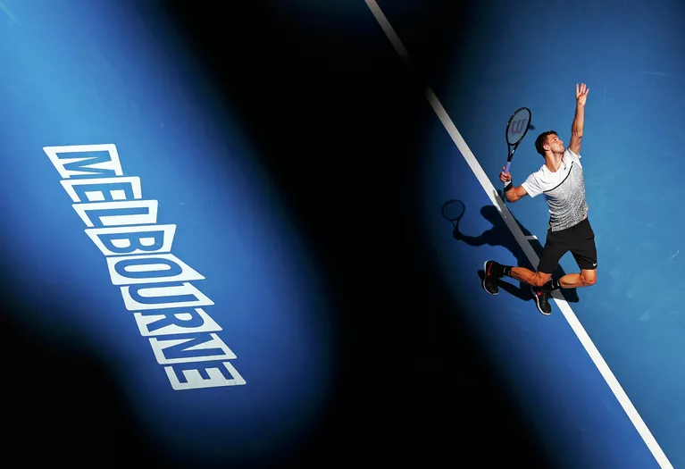 Григор Димитров в матче второго круга Australian Open Григор Димитров в матче второго круга Australian Open