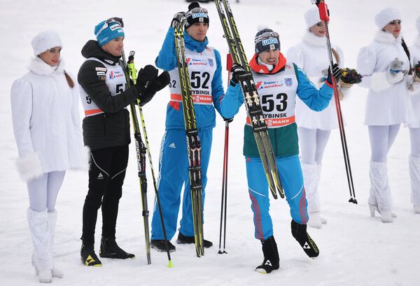 (слева направо): Дарио Колонья (Швейцария) – 1-е место, Евгений Белов (Россия) – 2-е место, Сергей Устюгов (Россия) – 3-е место
