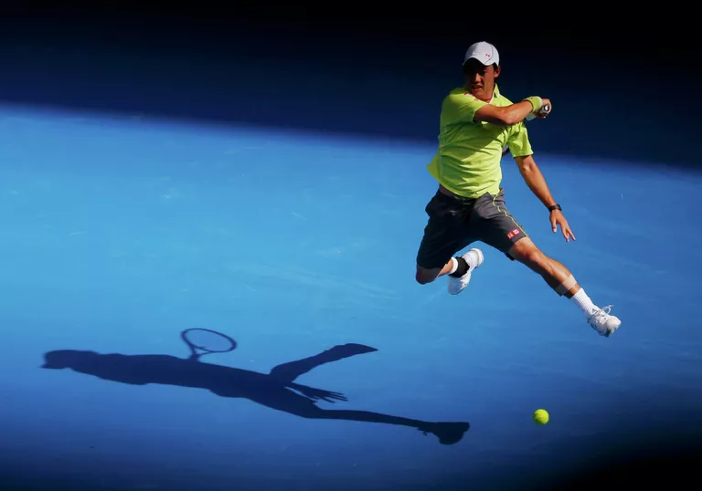 Кей Нисикори в матче четвертого круга Australian Open Кей Нисикори в матче четвертого круга Australian Open
