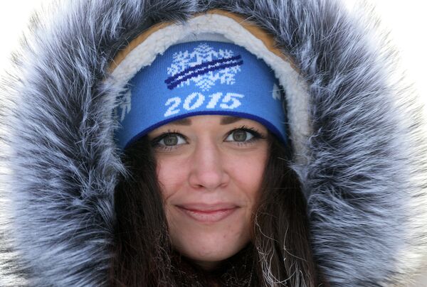 Участница всероссийской массовой гонки Лыжня России в Казани