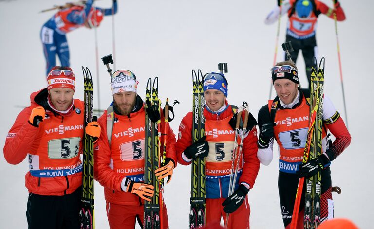Симон Эдер, Даниэль Мезотич, Свен Гроссеггер и Доминик Ландертингер (Австрия) (слева направо)