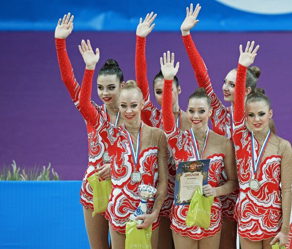 Спортсменки сборной России по художественной гимнастике