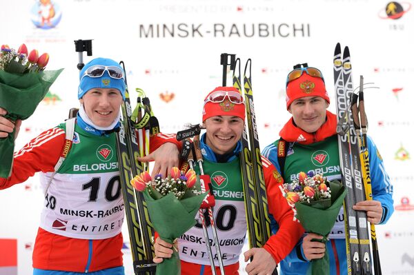 Слева направо: Александр Поварицын (Россия) – 5-е место, Александр Дедюхин (Россия) – 1-е место и Эдуард Латыпов (Россия) – 6-е место
