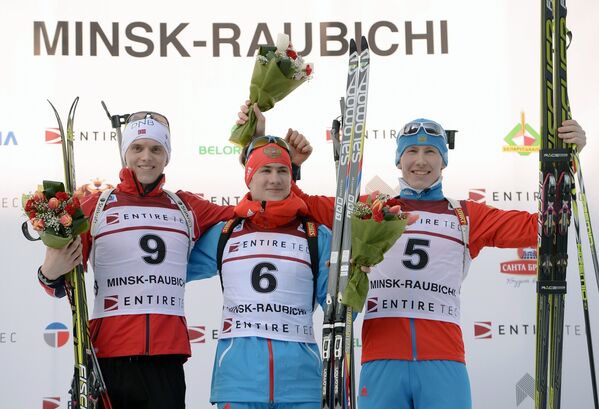 Вемунд Гюригард (Норвегия) – 2-е место, Эдуард Латыпов (Россия) – 1-е место и Александр Поварицын (Россия) – 3-е место (слева направо)