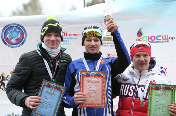 Призеры среди юношей по лыжным гонкам в спринте на Спартакиаде учащихся России