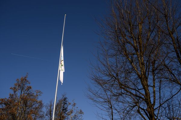 Олимпийский флаг в штаб-квартире Международного олимпийского комитета (МОК)
