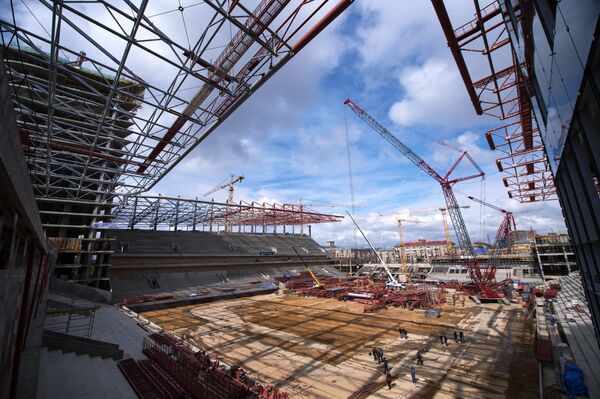 Строительство футбольного стадиона ЦСКА на 3-й Песчаной улице в Москве