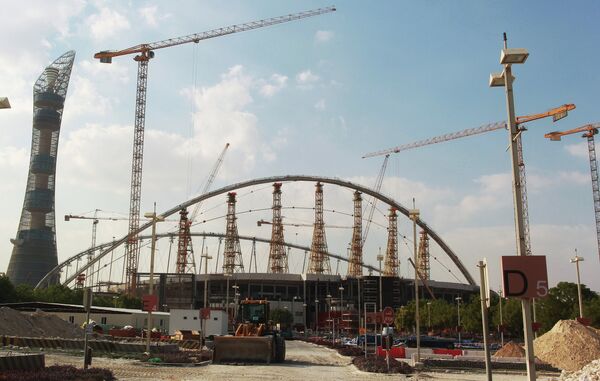 Строительная площадка стадиона Халифа в Дохе, Катар