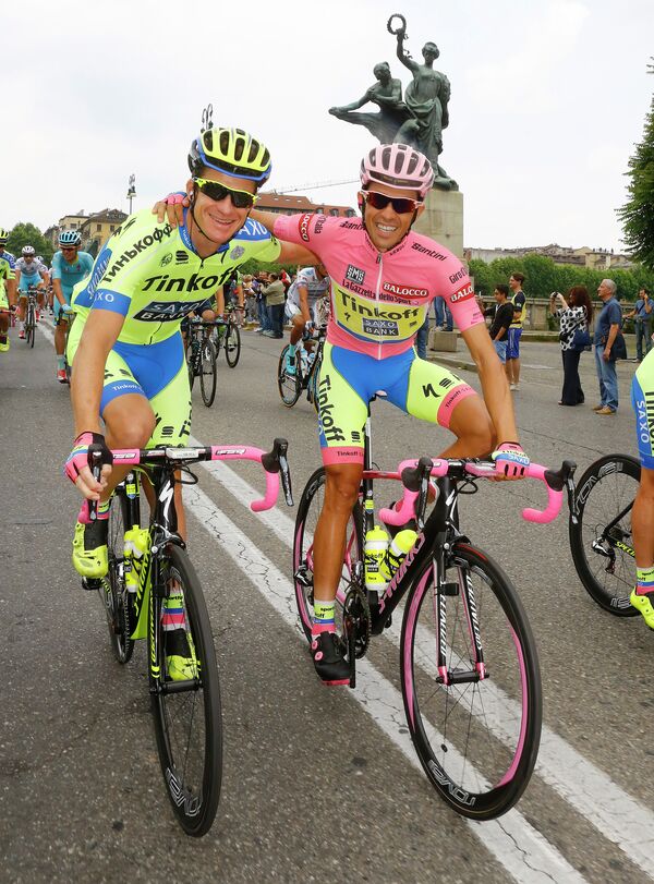 Велогонщики Tinkoff Saxo Майкл Роджерс и Альберто Контадор