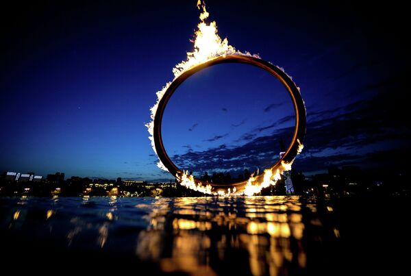 Огонь I Европейских игр на набережной в Баку