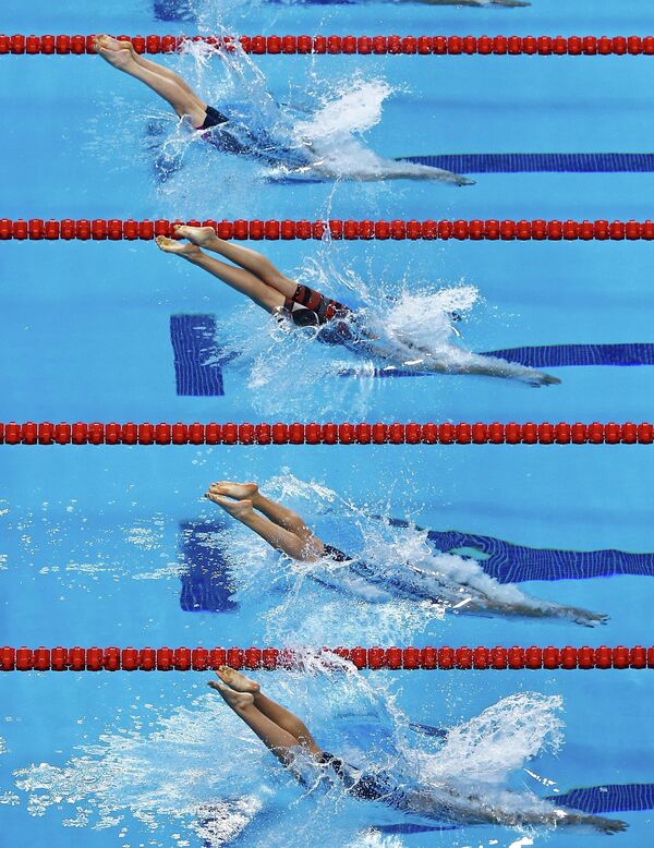 Пловцы на дистанции 100 метров вольным стилем среди женщин на I Европейских играх в Баку