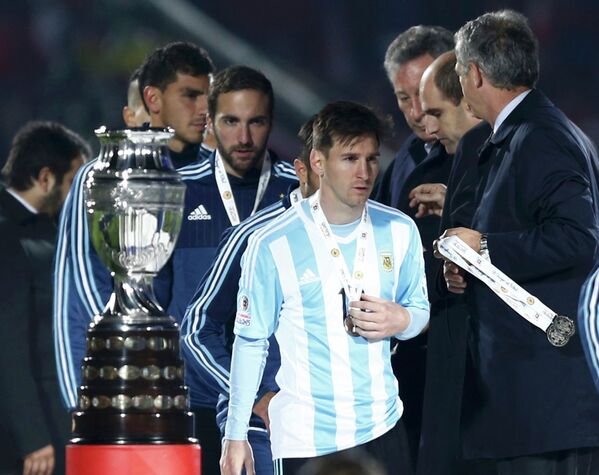 Нападающий Лионель Месси после поражения сборной Аргентины в финале Кубка Америки