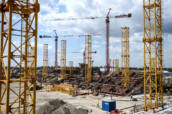 Строительство стадиона Ростов-Арена в Ростове-на-Дону, где будет проходить чемпионат мира по футболу 2018 года