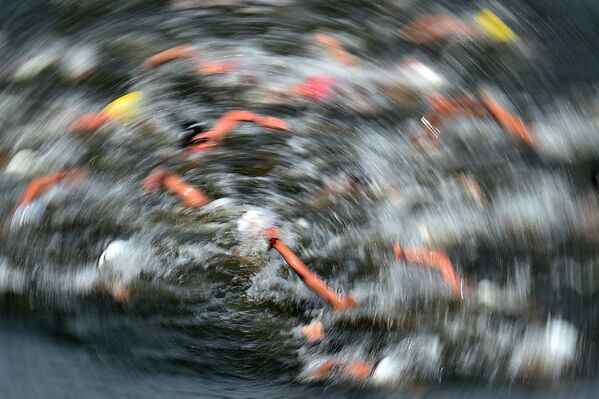 Спортсменки на дистанции 10 км на открытой воде среди женщин на XVI чемпионате мира по водным видам спорта в Казани