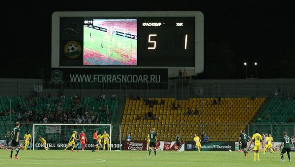 Игровой момент матча Краснодар - ХИК