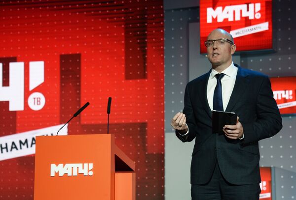 Генеральный директор Газпром-Медиа Холдинга Дмитрий Чернышенко на приёме по случаю запуска вещания телеканала Матч ТВ