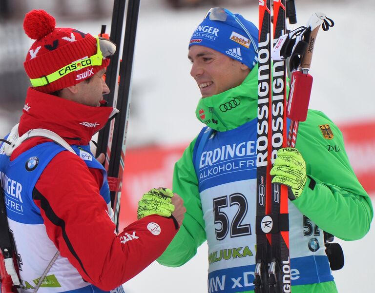 Уле Эйнар Бьёрндален и Симон Шемпп (слева направо)