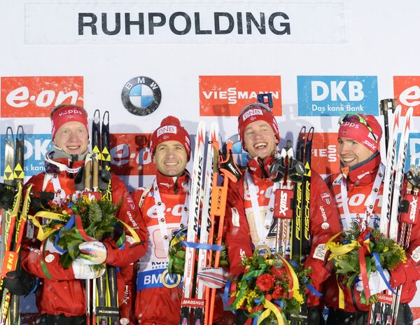 Йоханнес Бё, Уле-Эйнар Бьерндален, Тарьей Бё, Эмиль Хегле Свендсен (слева направо)
