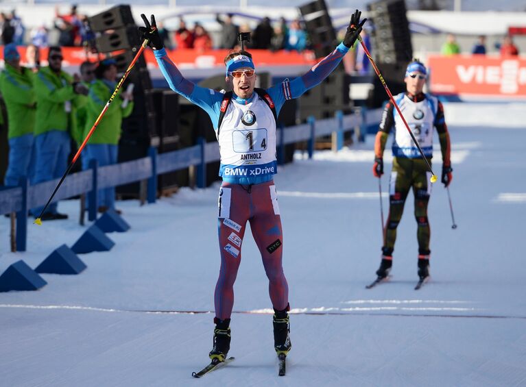 Слева направо: Антон Шипулин (Россия) и Симон Шемпп (Германия)