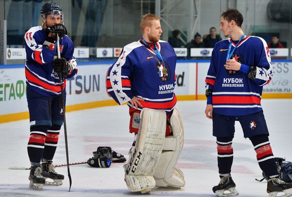Игроки Запада Виктор Кальнов, Алексей Артамкин, Никита Павельчук (слева направо)