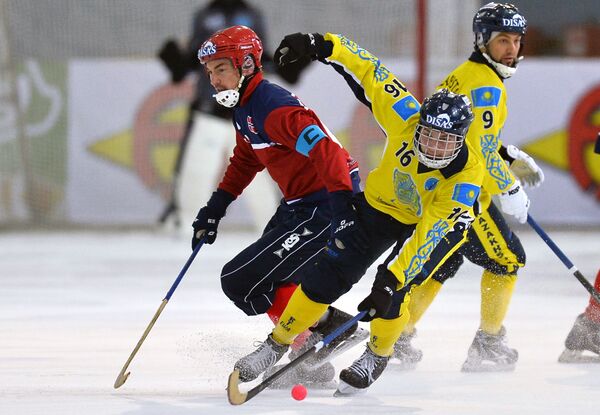 Игровой момент матча Казахстан - Норвегия