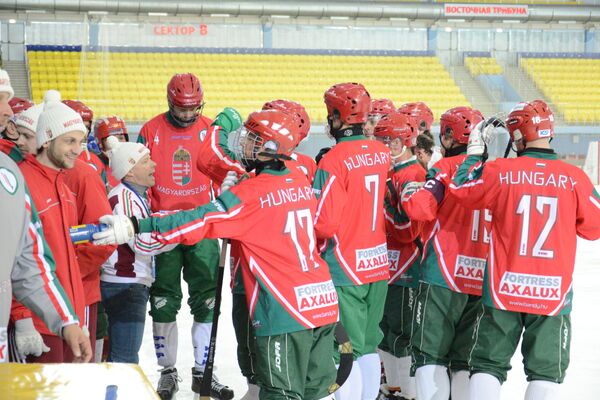 Игроки сборной Венгрии по хоккею с мячом