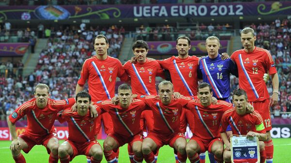 Футболисты сборной России перед матчем на Евро-2012