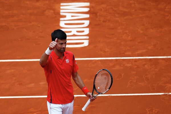 Новак Джокович на теннисном турнире в Мадриде
