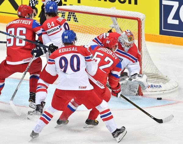 Игровой момент матча Чехия - Россия