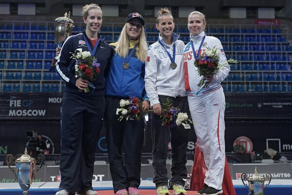 Слева направо: Мариэль Загунис (США) – второе место, Ольга Харлан (Украина) – первое место, Ирен Веччи (Италия) и Юлия Гаврилова (Россия) – третье место