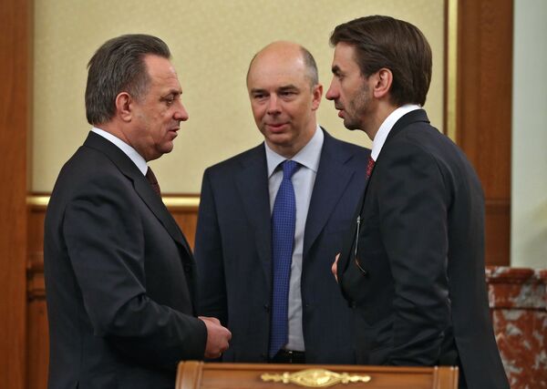 Виталий Мутко, Антон Силуанов и Михаил Абызов (слева направо)
