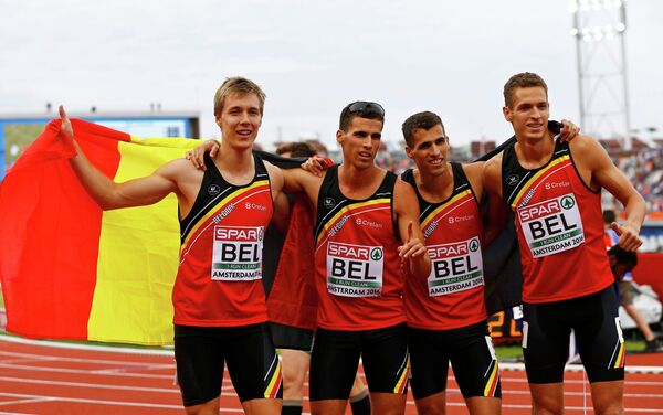 Спринтеры бельгийской сборной на чемпионате Европы в Амстердаме