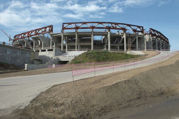 Строящийся стадион Зенит-Арена в Санкт-Петербурге