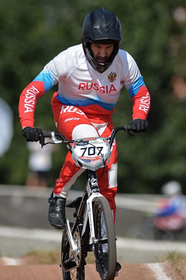 Евгений Комаров на чемпионате России по велоспорту BMX в Москве
