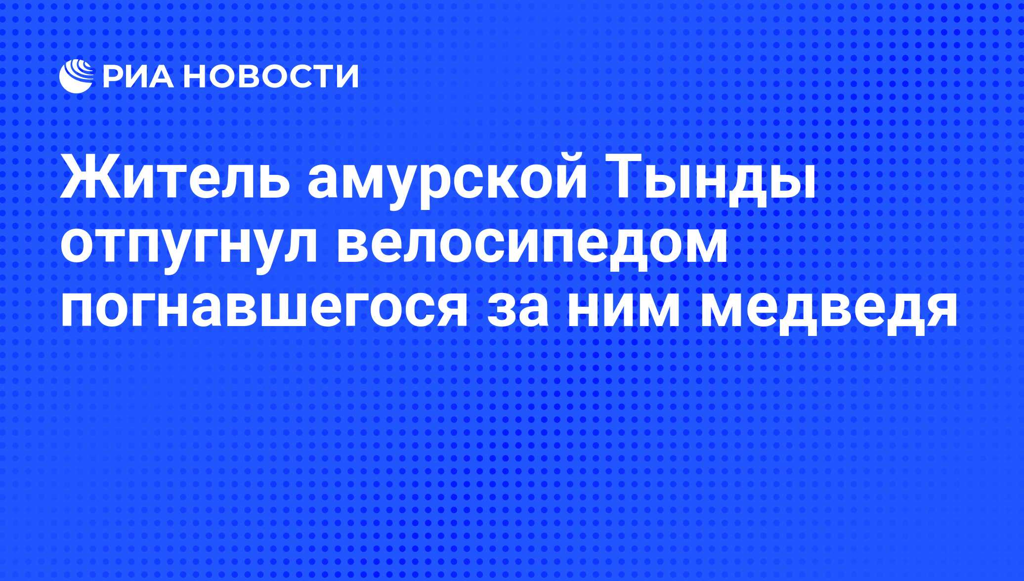 Житель амурской Тынды отпугнул велосипедом погнавшегося за ним медведя -  РИА Новости, 02.03.2020