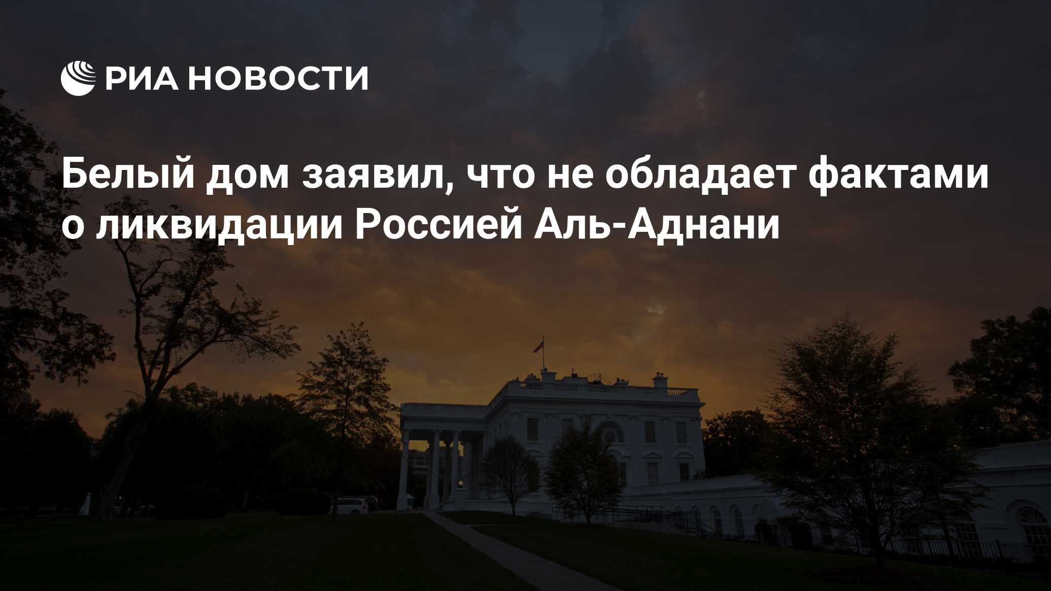 Белый дом заявил, что не обладает фактами о ликвидации Россией Аль-Аднани -  РИА Новости, 03.03.2020