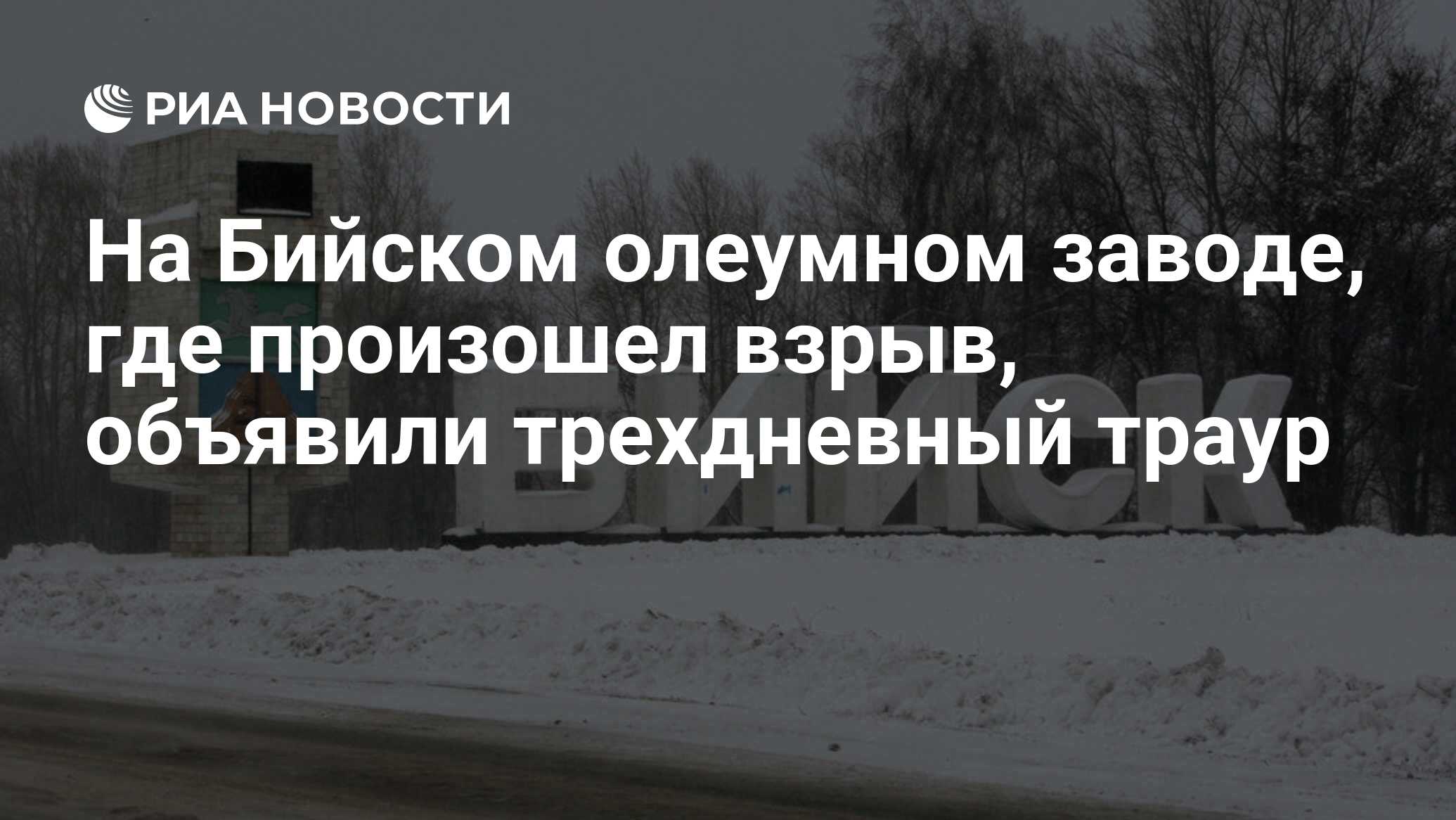 На Бийском олеумном заводе, где произошел взрыв, объявили трехдневный траур  - РИА Новости, 18.01.2017