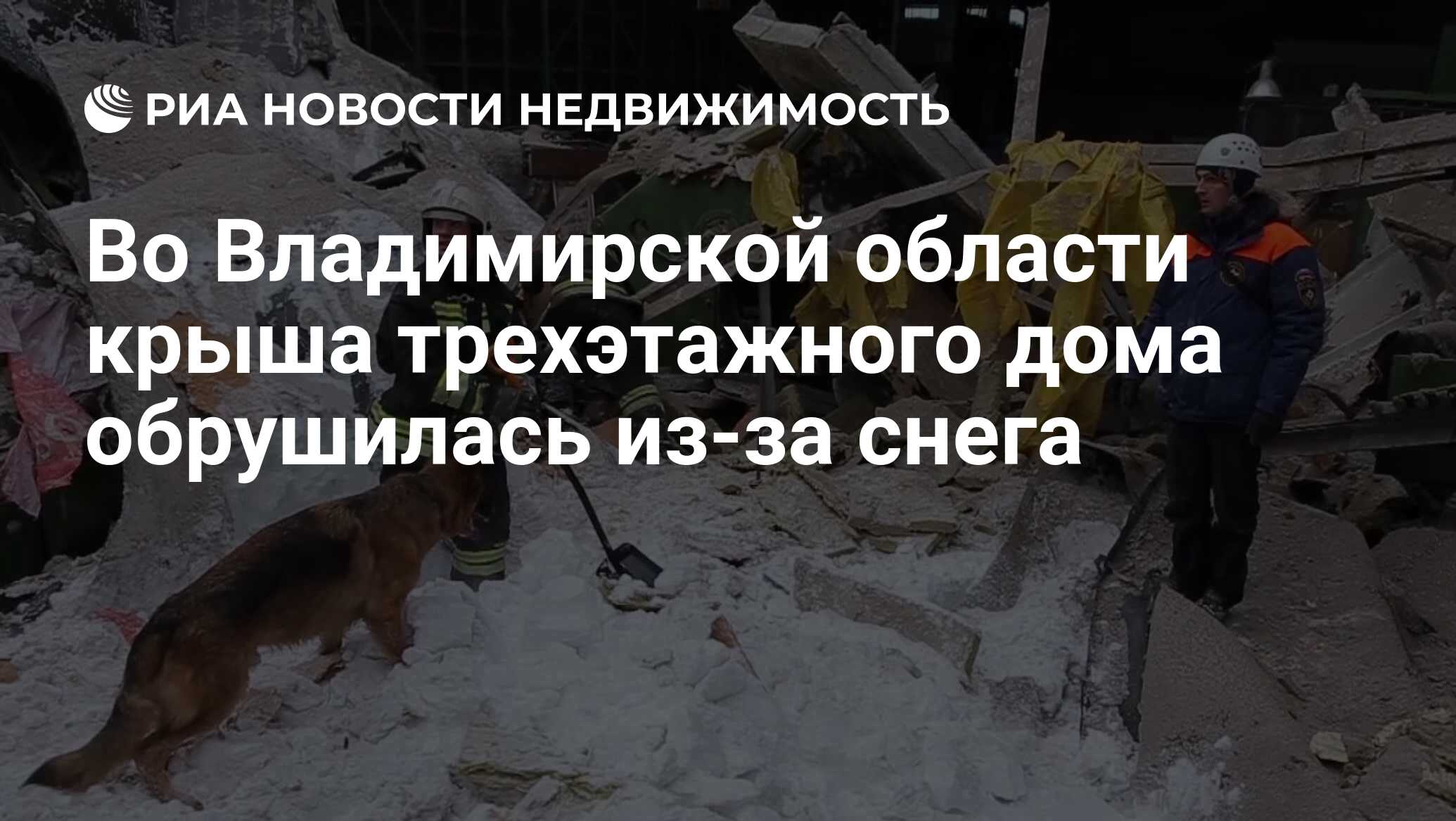 Во Владимирской области крыша трехэтажного дома обрушилась из-за снега -  Недвижимость РИА Новости, 15.02.2019