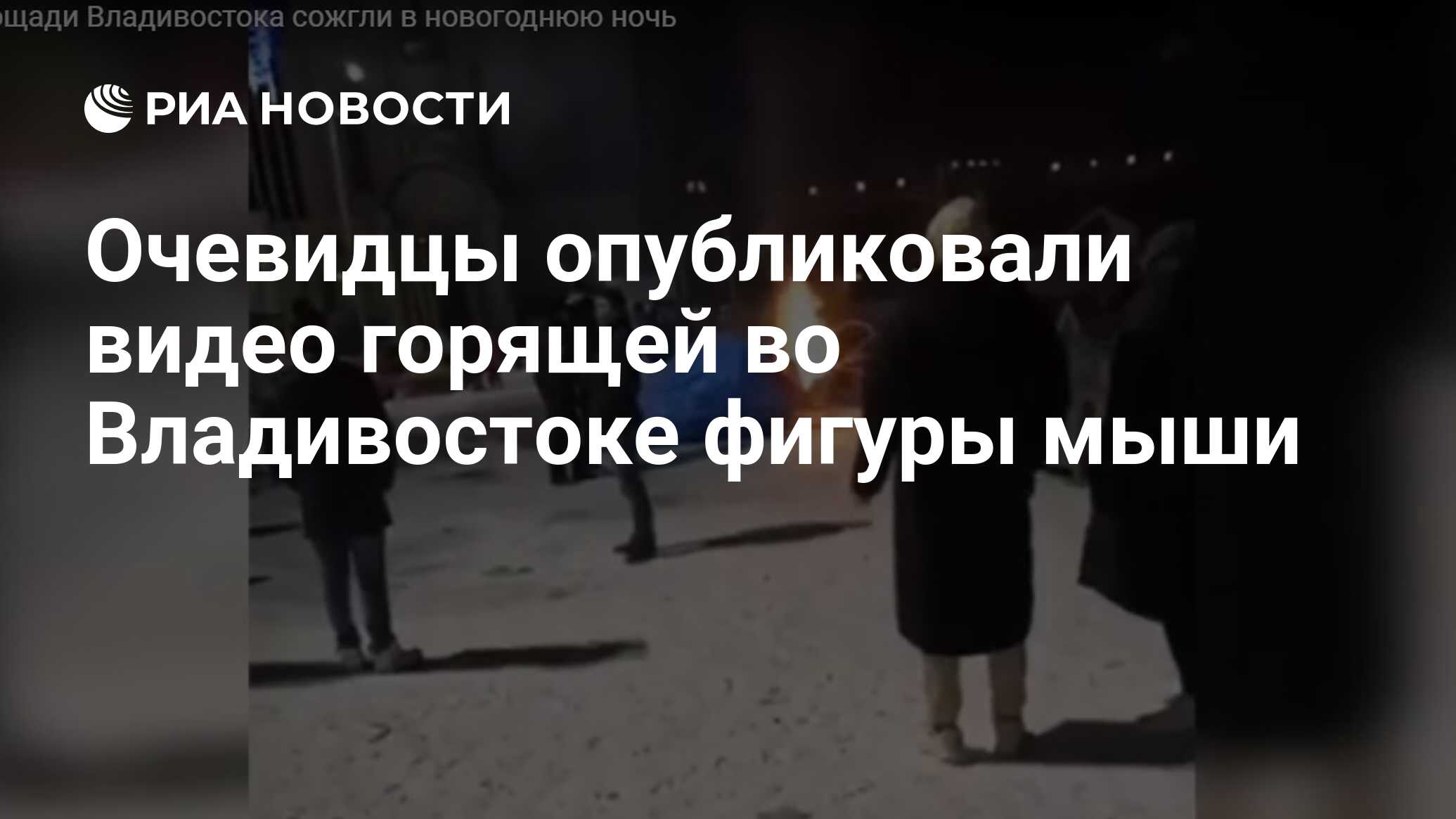 Очевидцы опубликовали видео горящей во Владивостоке фигуры мыши - РИА  Новости, 01.01.2020