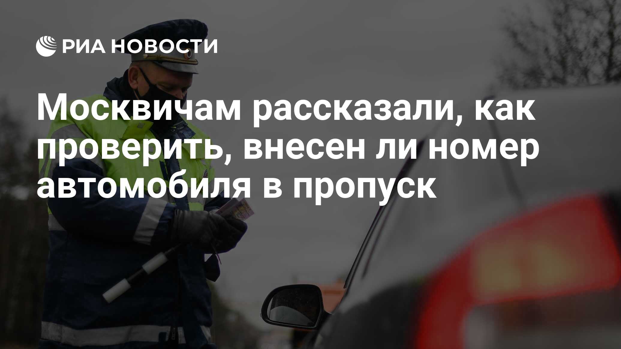 Москвичам рассказали, как проверить, внесен ли номер автомобиля в пропуск -  РИА Новости, 19.04.2020