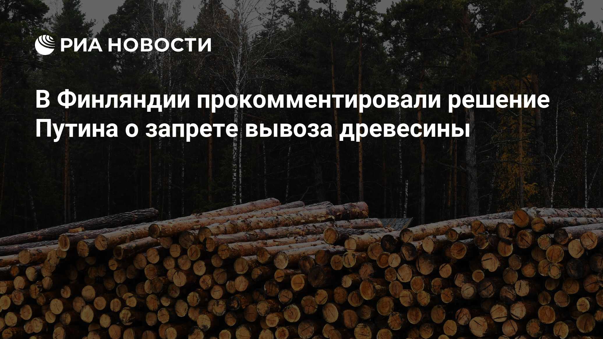 В Финляндии прокомментировали решение Путина о запрете вывоза древесины -  РИА Новости, 30.09.2020