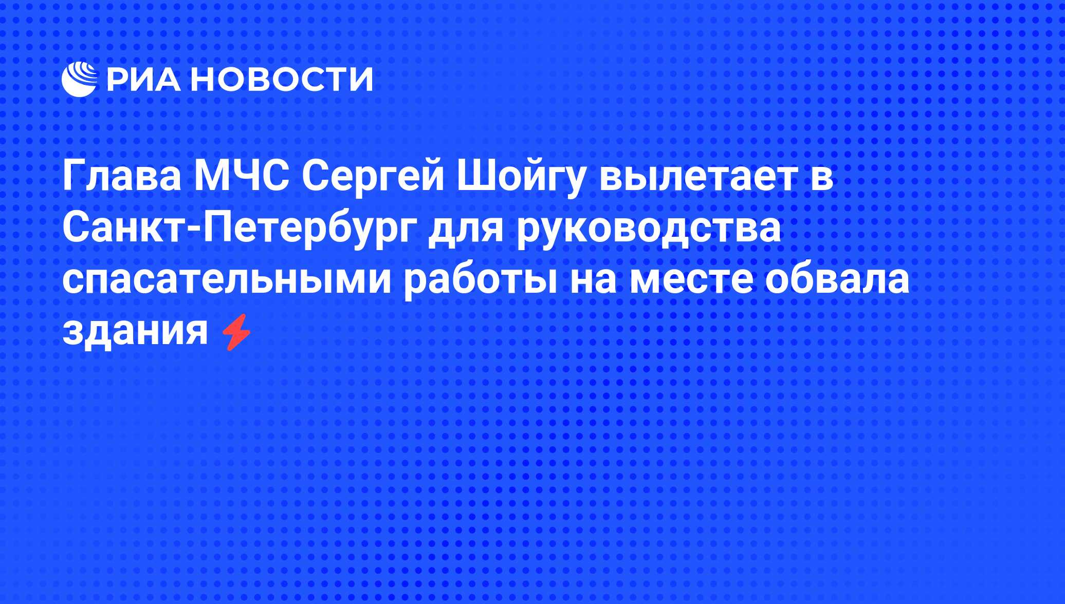 Глава МЧС Сергей Шойгу вылетает в Санкт-Петербург для руководства