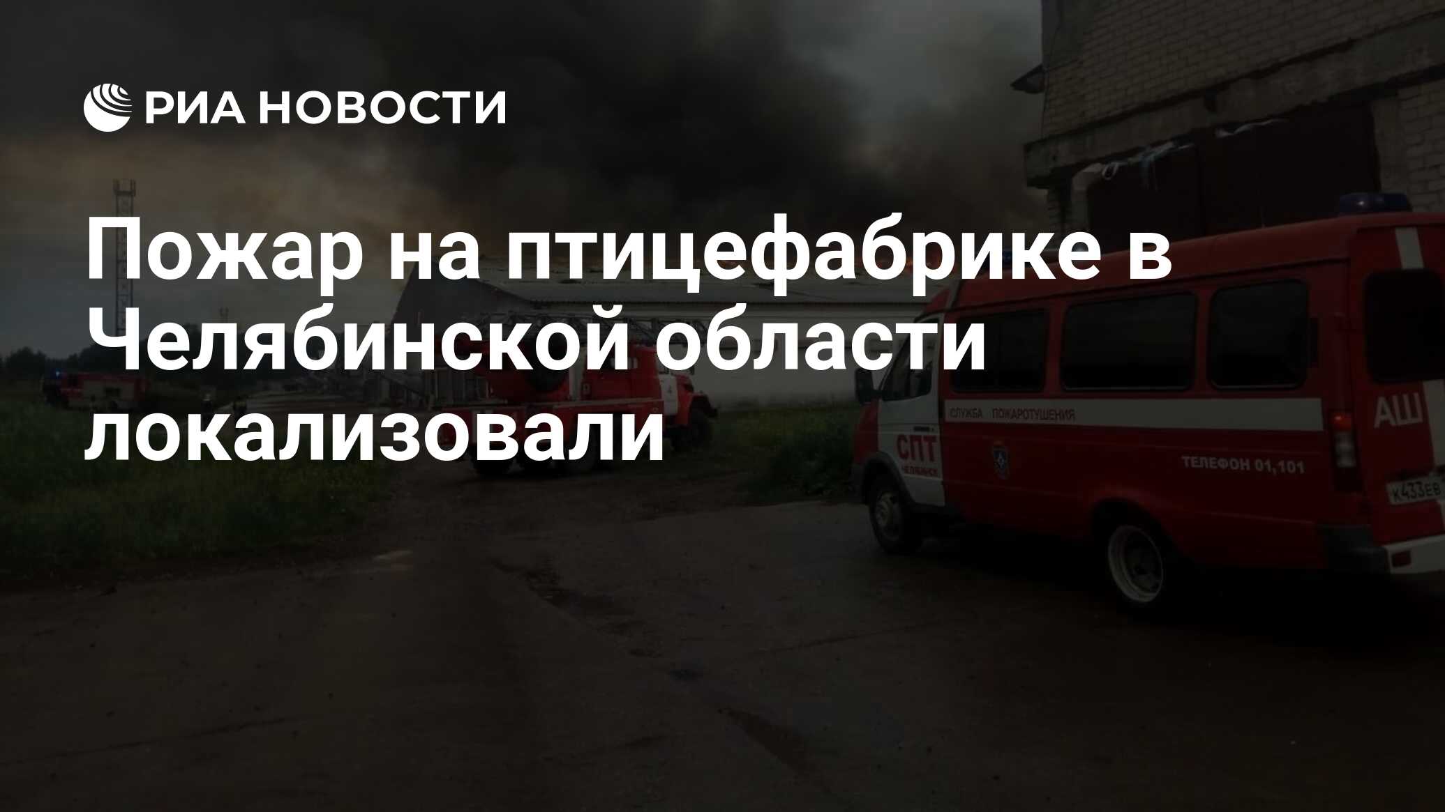 Пожар на птицефабрике в Челябинской области локализовали - РИА Новости,  17.06.2021