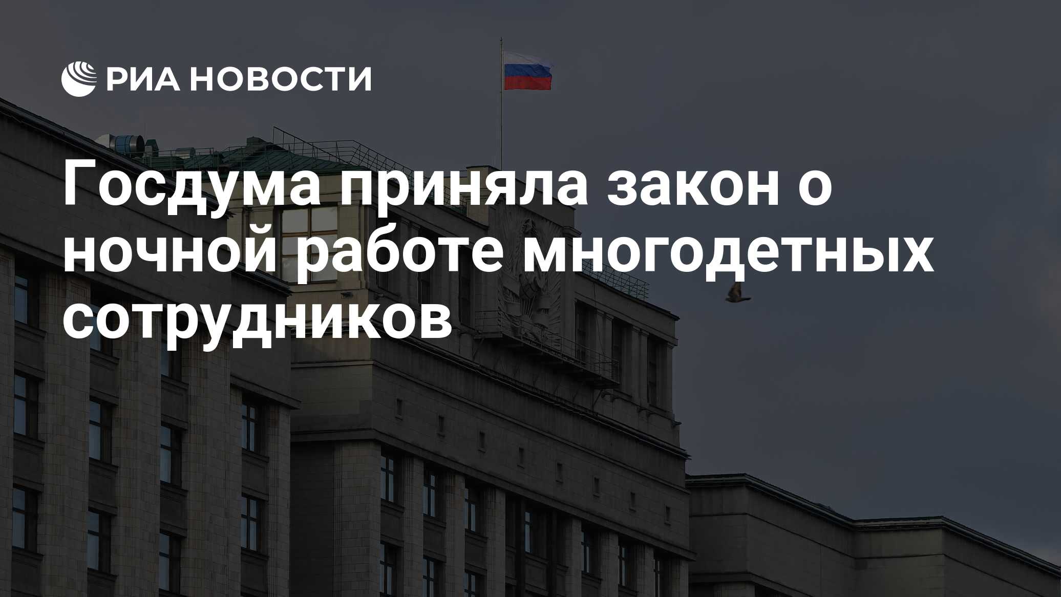 Госдума приняла закон о ночной работе многодетных сотрудников - РИА  Новости, 09.11.2021