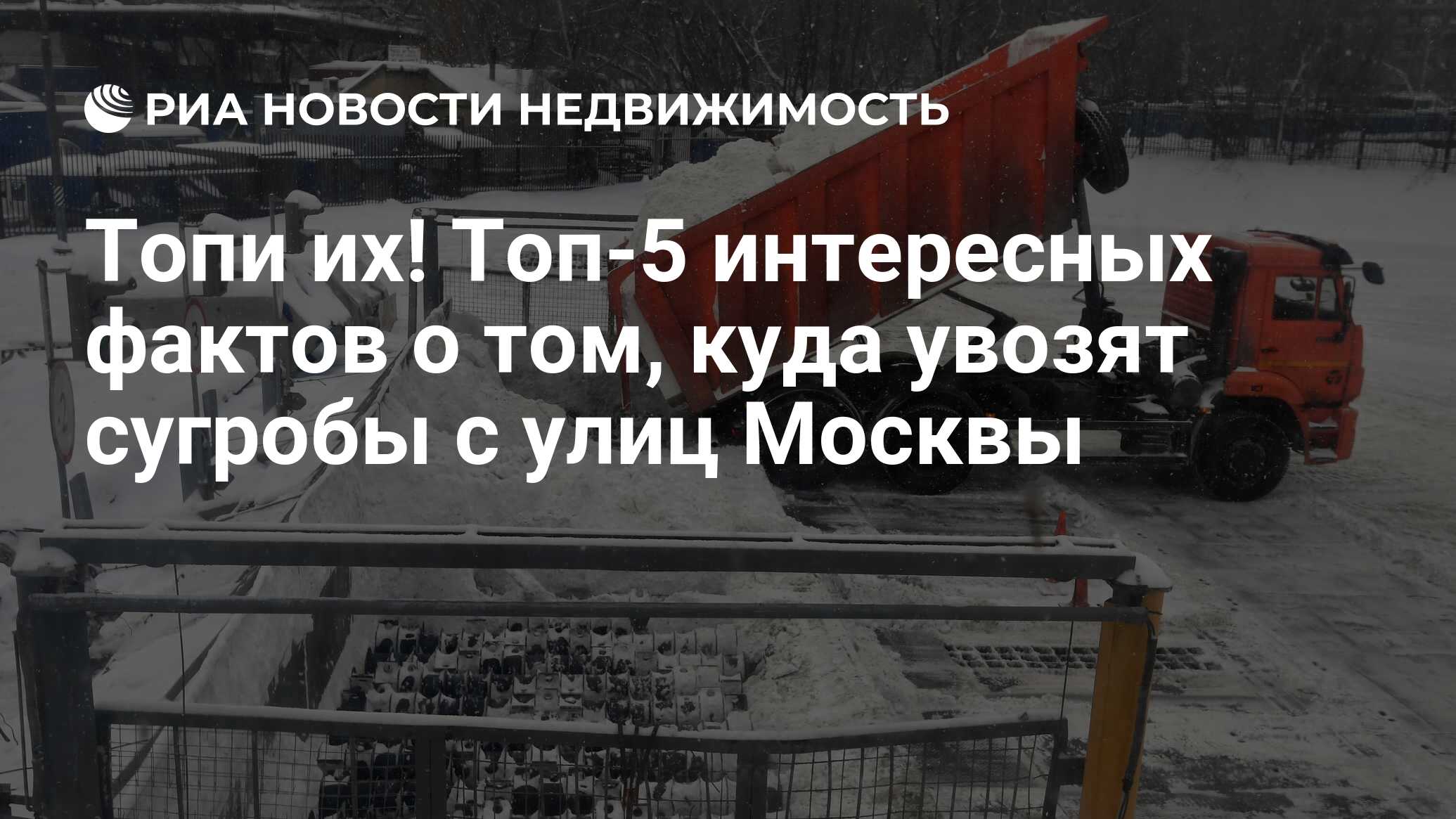 Топи их! Топ-5 интересных фактов о том, куда увозят сугробы с улиц Москвы -  Недвижимость РИА Новости, 07.12.2021