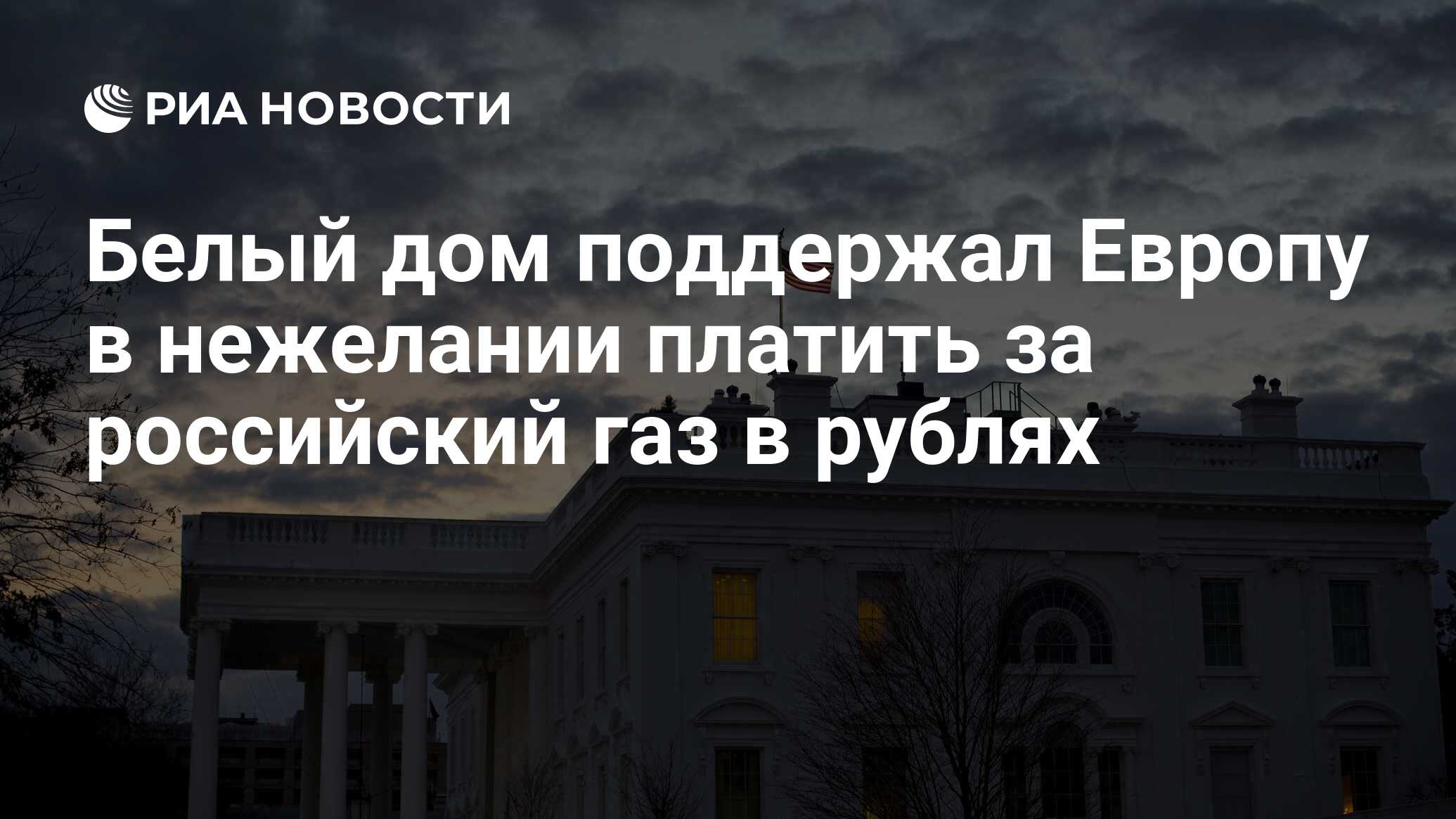 Белый дом поддержал Европу в нежелании платить за российский газ в рублях -  РИА Новости, 31.03.2022