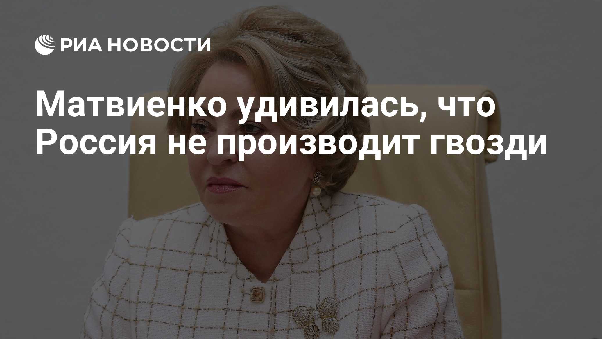 Матвиенко удивилась, что Россия не производит гвозди - РИА Новости,  14.04.2022