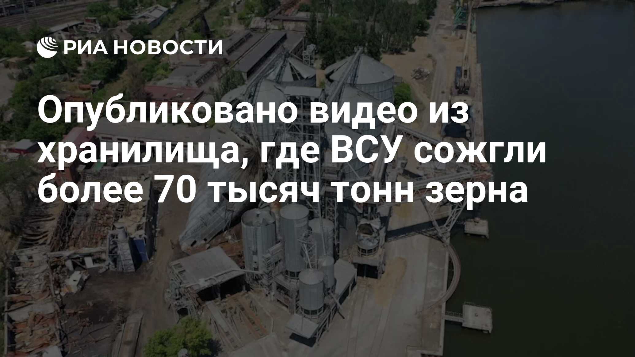 Опубликовано видео из хранилища, где ВСУ сожгли более 70 тысяч тонн зерна -  РИА Новости, 21.06.2022